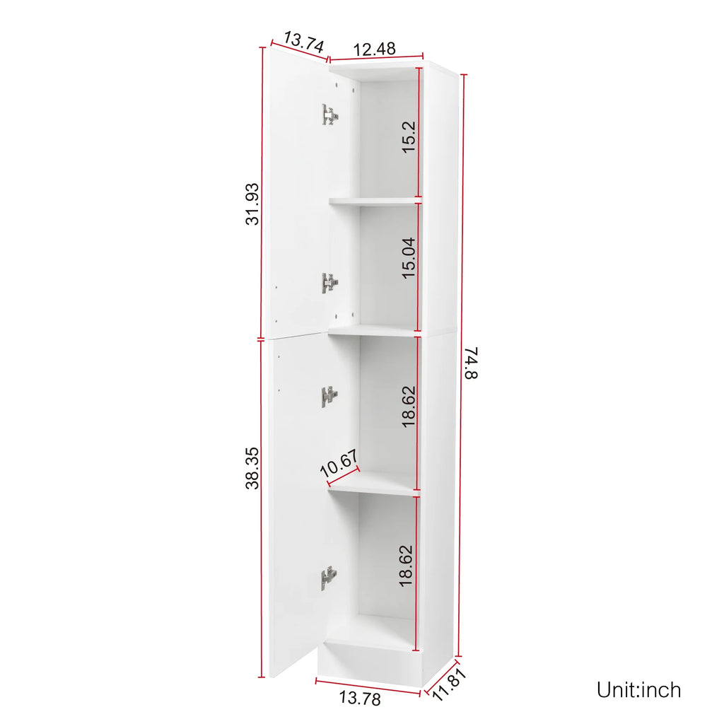 Slim Tall Storage Cabinet, Pantry Cabinet with Doors Shelves Small Space for Kitchen Living Room Bathroom