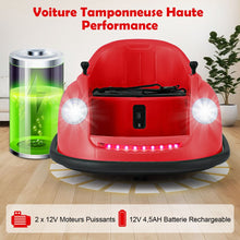 Load image into Gallery viewer, Auto-tamponneuse Electrique 12V pour Enfants Alimente par Batterie Tlcommande Lumires LED Musique pour les 2-5 Ans Rose/Rouge/Bleu -
