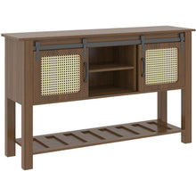 Load image into Gallery viewer, AECOJOY Buffet Cabinet, Coffee Bar Storage Cabinet, 46'' Coffee Bar Table with Rattan Sliding Barn Door, Adjustable Shelves and Bottom Open Shelf