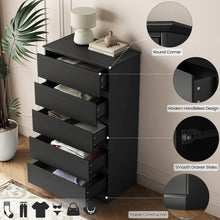 Load image into Gallery viewer, Black Dresser Bedroom Dresser, Tall Wood 5 Drawer Dresser &amp; Chest of Drawers for Closet, Living Room Hallway Kids Bedroom