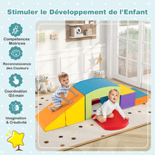 Load image into Gallery viewer, 6 Blocs d橢scalade en Mousse Jeu d橢scalade pour Tout-Petits Jeu d橝ctivit d橢scalade Color Tunnel Escaliers et Rampe pour 12+ Mois Color/Bleu/Violet -
