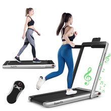 Load image into Gallery viewer, 2 en 1 Tapis de Course Electrique Pliable 1  12 Km/H avec Haut-parleur Bluetooth Tlcommande Moteur 0,75HP Vert/Blanc/Noir/Rouge/Or/Noir et Argent/Bleu -