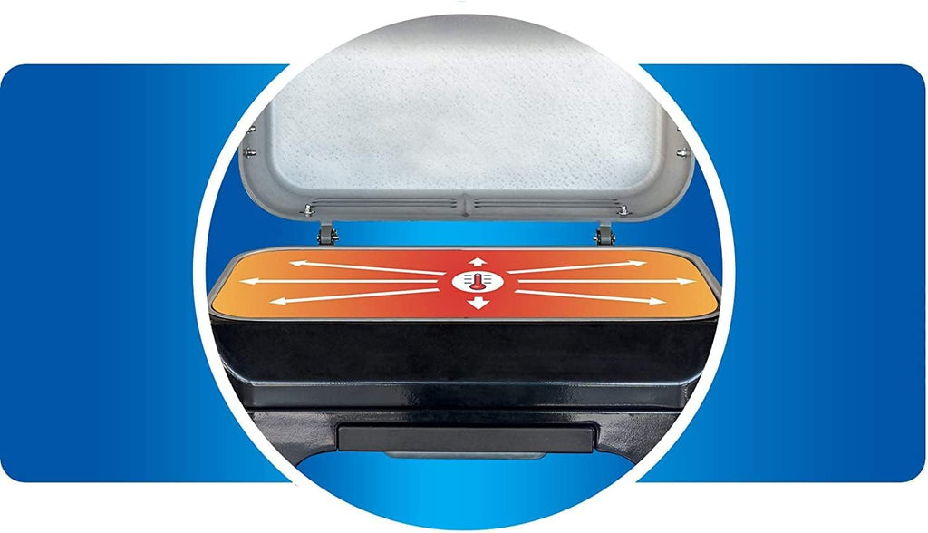 Attitude2go,Barbecue de Table  Faible fume,BBQ Portable, Couvercle,thermomtre,et Grille en Fonte,Alimentation : Cartouche de gaz CV 470 Plus,Gris