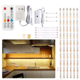WOBANE Under Cabinet LED Lighting Kit, 6 Pcs LED Strip Lights with Remote Control Dimmer and Adapter, Dimmable for Kitchen