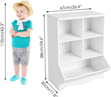 Load image into Gallery viewer, Homfa Kid'S Cubby Toy Storage Cabinet, Wood Toy Organizer of 5 Bins, Children'S White Bookcase, Toy Chest for Bedroom Living Room
