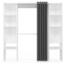 Load image into Gallery viewer, Dressing Extensible Blanc &amp; Gris avec Rideau - tagres - Double Penderie -