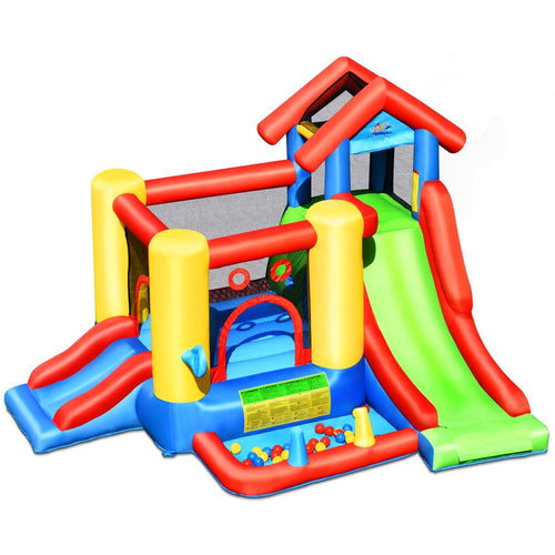 Ch芒teau Gonflable 7 en 1 pour Enfant 3-10 Ans Toboggans Capacit 135kg en Tissu Oxford 356x289x233cm Multicolore -