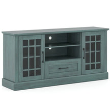 Load image into Gallery viewer, 62" Farmhouse TV Stand for 70 Inch TVs, Tall Media Console Table with 2 Glass Doors, Cubbies &amp; Drawer, Storage Cabinet for Living Room