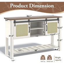 Load image into Gallery viewer, AECOJOY Buffet Cabinet, Coffee Bar Storage Cabinet, 46'' Coffee Bar Table with Rattan Sliding Barn Door, Adjustable Shelves and Bottom Open Shelf