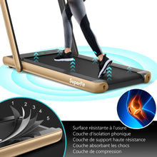 Load image into Gallery viewer, 2 en 1 Tapis de Course Electrique Pliable 1  12 Km/H avec Haut-parleur Bluetooth Tlcommande Moteur 0,75HP Vert/Blanc/Noir/Rouge/Or/Noir et Argent/Bleu -