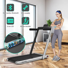 Load image into Gallery viewer, 2 en 1 Tapis de Course Electrique Pliable 1  12 Km/H avec Haut-parleur Bluetooth Tlcommande Moteur 0,75HP Vert/Blanc/Noir/Rouge/Or/Noir et Argent/Bleu -
