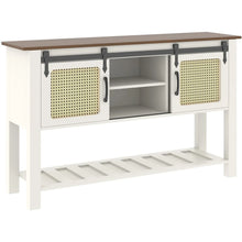 Load image into Gallery viewer, AECOJOY Buffet Cabinet, Coffee Bar Storage Cabinet, 46'' Coffee Bar Table with Rattan Sliding Barn Door, Adjustable Shelves and Bottom Open Shelf