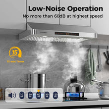 Load image into Gallery viewer, 36/30 Inch Under Cabinet Range Hood with Gesture/Touch/Remote Control, 900 CFM Kitchen Vent w/ 4 Speed, Adjustable LED Lights