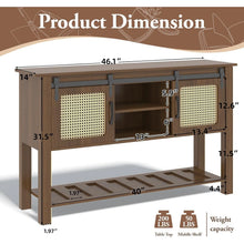 Load image into Gallery viewer, AECOJOY Buffet Cabinet, Coffee Bar Storage Cabinet, 46'' Coffee Bar Table with Rattan Sliding Barn Door, Adjustable Shelves and Bottom Open Shelf