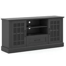 Load image into Gallery viewer, 62" Farmhouse TV Stand for 70 Inch TVs, Tall Media Console Table with 2 Glass Doors, Cubbies &amp; Drawer, Storage Cabinet for Living Room