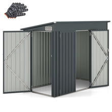 Load image into Gallery viewer, Abri de Jardin Extrieur Abri  Outils de Jardin avec 2 Portes Design Inclin Arations Cadre en Mtal Galvanis 235x117x185cm Gris Fonc -