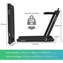 Load image into Gallery viewer, 2 en 1 Tapis de Course Electrique Pliable 1  12 Km/H avec Haut-parleur Bluetooth Tlcommande Moteur 0,75HP Vert/Blanc/Noir/Rouge/Or/Noir et Argent/Bleu -