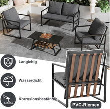 Load image into Gallery viewer, Salon de Jardin,Salon de Jardin 4 Personnes,avec canapé,Table Basse et Coussins,Housse en Tissu déhoussable et Lavable,Noir (Coussins d'assise Inclus)
