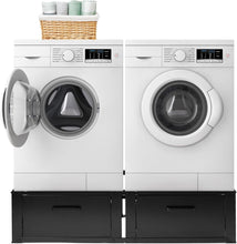 Load image into Gallery viewer, Vonia Rehausseur Double pour Lave-Linge et Sèche-Linge – Avec Tiroir – Support Machine à Laver Robuste – Noir