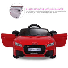 Load image into Gallery viewer, Voiture TTRS Electrique pour Enfants 12V Max. 5 Km/h Double Porte avec Tlcommande 2.4G Blanc/Rouge -