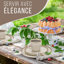 Load image into Gallery viewer, Ensemble Vaisselle en Grès 6 Personnes Rustique 24 pièces - Service de Table Rustique, Lavable au Lave-Vaisselle - Ensemble de Bols et Assiettes - Vaisselle de Table Pure Living en beige
