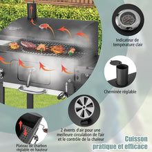 Load image into Gallery viewer, Barbecue à Charbon de Bois Portable avec 2 Tables d'Appoint Noir -