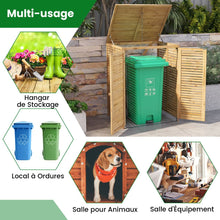 Load image into Gallery viewer, Abri à Poubelle en Bois de 120 L Abri pour Outils d'Extérieur avec Couvercle Ouvrable Doubles Portes Loquet de Verrouillage Naturel -
