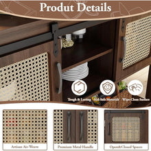 Load image into Gallery viewer, AECOJOY Buffet Cabinet, Coffee Bar Storage Cabinet, 46'' Coffee Bar Table with Rattan Sliding Barn Door, Adjustable Shelves and Bottom Open Shelf