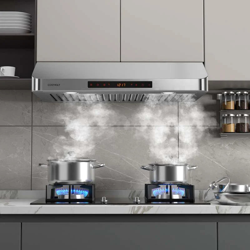 36/30 Inch Under Cabinet Range Hood with Gesture/Touch/Remote Control, 900 CFM Kitchen Vent w/ 4 Speed, Adjustable LED Lights