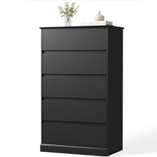 Load image into Gallery viewer, Black Dresser Bedroom Dresser, Tall Wood 5 Drawer Dresser &amp; Chest of Drawers for Closet, Living Room Hallway Kids Bedroom