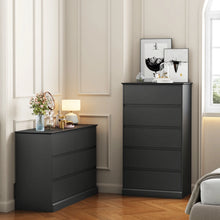Load image into Gallery viewer, Black Dresser Bedroom Dresser, Tall Wood 5 Drawer Dresser &amp; Chest of Drawers for Closet, Living Room Hallway Kids Bedroom