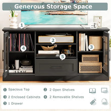 Load image into Gallery viewer, 62" Farmhouse TV Stand for 70 Inch TVs, Tall Media Console Table with 2 Glass Doors, Cubbies &amp; Drawer, Storage Cabinet for Living Room