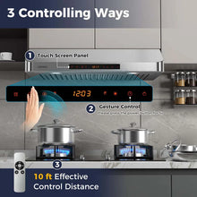 Load image into Gallery viewer, 36/30 Inch Under Cabinet Range Hood with Gesture/Touch/Remote Control, 900 CFM Kitchen Vent w/ 4 Speed, Adjustable LED Lights
